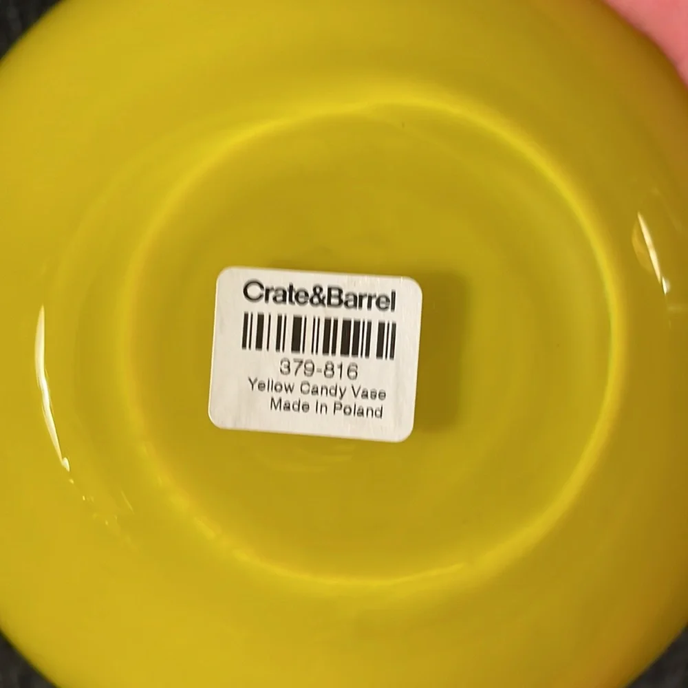 Crate & Barrel Yellow Candy Vase - New in Box